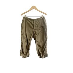 The North Face Cropped Rip Stop Hiking Outdoor Nylon Pants Khaki Beige Size 12